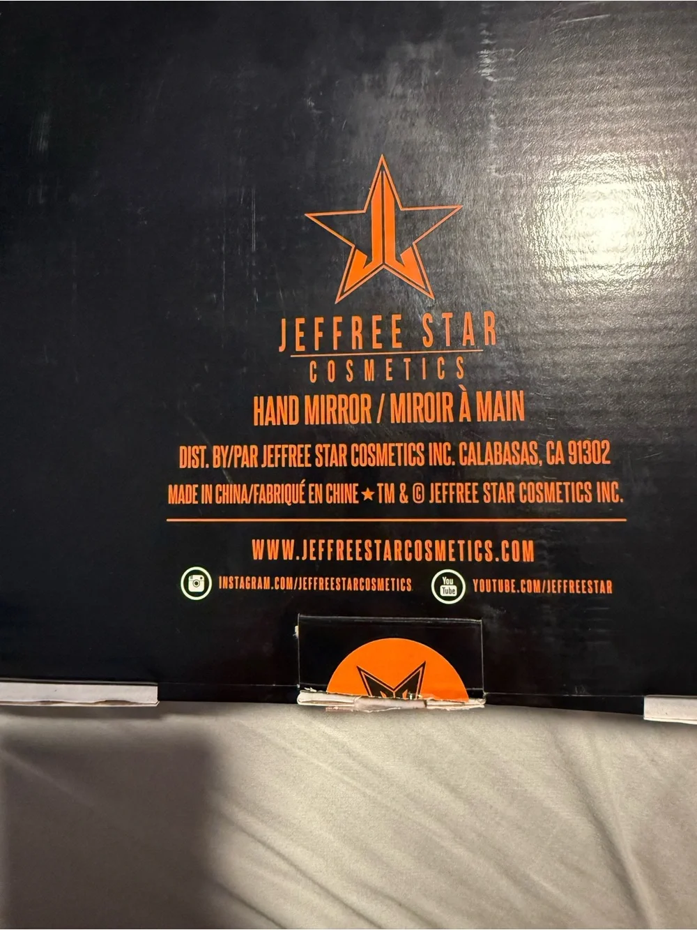 Jeffree Star 2020 Halloween Mystery box hand mirror, orange and black